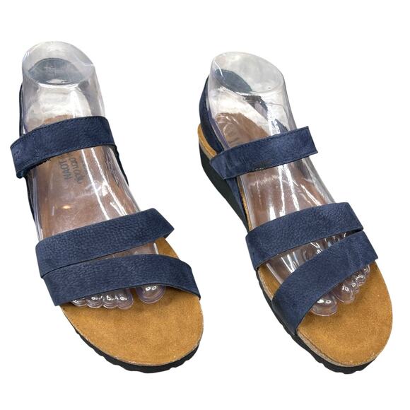 NAOT Women’s Kayla Blue Leather Wedge Sandals Size 40 US 9 - Picture 5 of 11